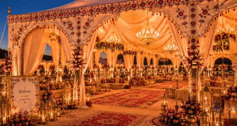 Grand Tented Wedding Décor for Rajasthan Outdoor Events